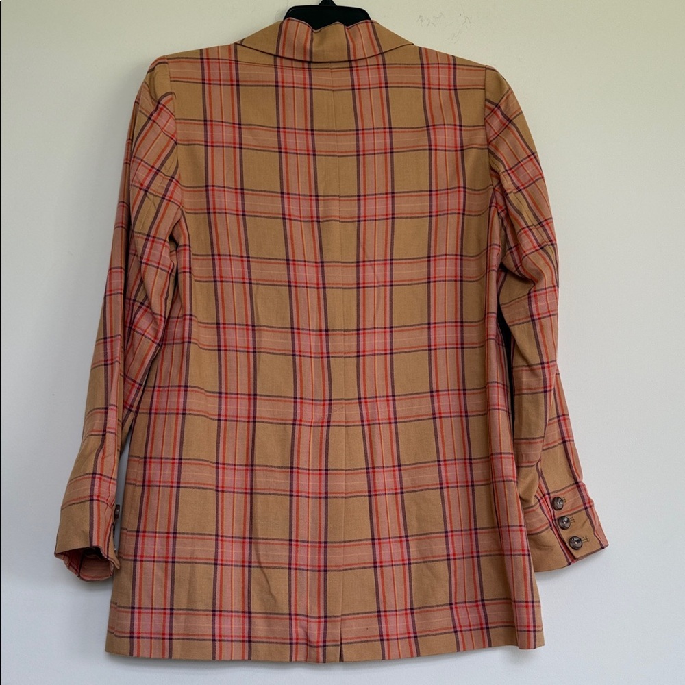 New Anthropologie Tan and Red Plaid Blazer - Picture 10 of 10